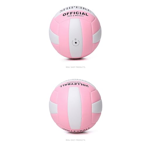 ABAJI Volleyball Official Ball Thicker PU Waterproof Anti-Explosion 15+ Years Kids Girls Boys Indoor Training Game Outdoor Sand Beach Pool Play Pump Needle - color: Pink