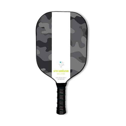 Swinton Pickleball Paddles, USAPA Approved Carbon Fiber Pickleball Paddle for Power, Control & Spin, Advanced Sweet Spot Textured Surface for Precision Shots Comfortable Anti-Slip Grip for Men & Women - color: gray