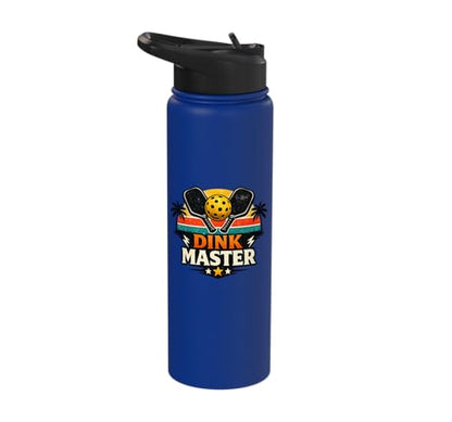 Dink Master Funny Pickleball Player Paddle Sports Stainless Steel Insulated Water Bottle - color: Royal Blue