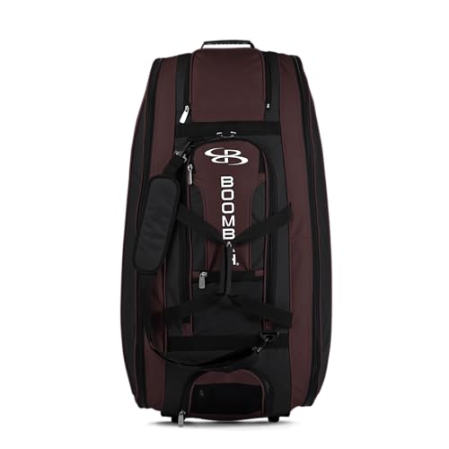 Boombah Beast Rolling Bat Bag - Multiple Color Options - Holds 8 Bats, Glove and Shoe Compartments - color: Black/Maroon