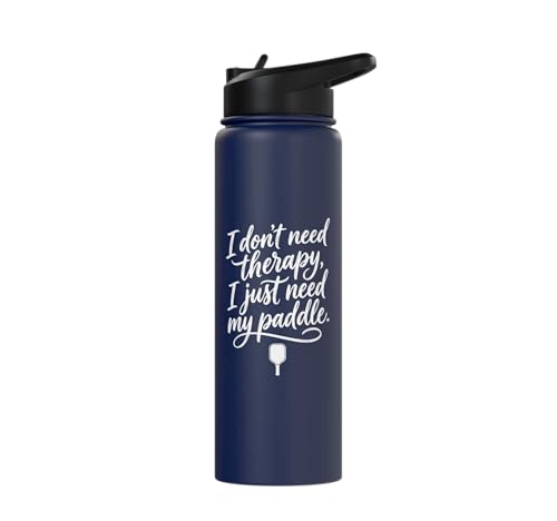 I don't need therapy, I just need my paddle. Pickleball game Stainless Steel Insulated Water Bottle - color: Navy Blue