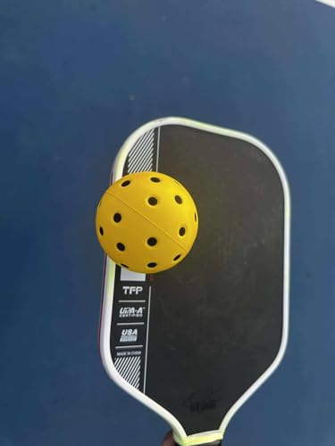 Pickleball Training Ball, Indoor Outdoor Practice Ball, Yellow with Black Holes, Plastic, Lightweight Design