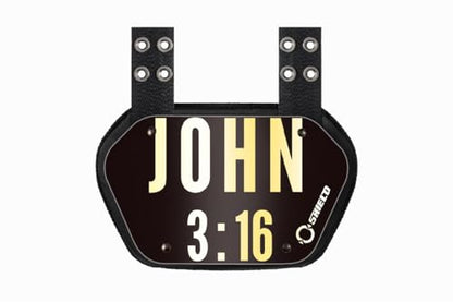 O Shield Golden Cross Chrome Football Back Plate, Lower Back Pads for Football Players, Rear Protector, Cross Series - size: Adult (Weight more than 180 Pounds), style: John 3:16 Black