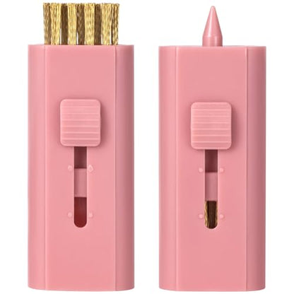 PAGOW 2 Pack Retractable Golf Club Cleaner Brush, Portable Double-Sided Golf Club Brush Groove Cleaner-Multicolor - color: Pink