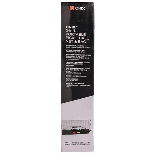 ONIX Pickleball 2-in-1 Regulation-Size Portable Net and Practice Net Set Includes Carrying Case with Wheels