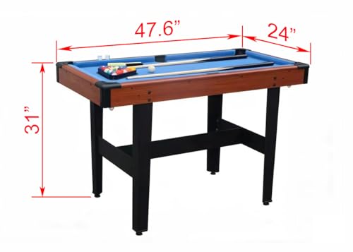 48" Combo Game Table Set, Portable Pool Table with Glide Hockey and Table Tennis Top, Small Pool Table for Home Game Room, Indoor Ping Pong Tables, Includes Cue Sticks Balls Paddles Net