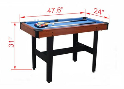 48" Combo Game Table Set, Portable Pool Table with Glide Hockey and Table Tennis Top, Small Pool Table for Home Game Room, Indoor Ping Pong Tables, Includes Cue Sticks Balls Paddles Net