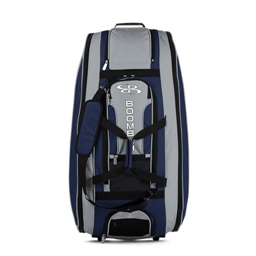 Boombah Beast Rolling Bat Bag - Multiple Color Options - Holds 8 Bats, Glove and Shoe Compartments - color: Navy/Gray_C23