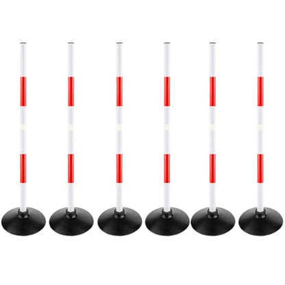 Red-White Soccer Agility Pole Set Rubber Base Dribbling Stick Traffic Warning Sign Pole Multifunctional Training Pole - color: Pack of 6, style: 3.3 FT
