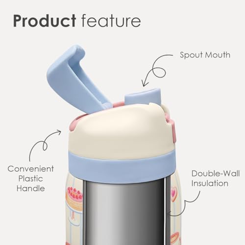 Desserts Stainless Steel Water Bottle, Vacuum Insulated, Push-Button Lid, 32 oz, Gifts for Women Girls Friends Teens Birthday Christmas - color: Dessert
