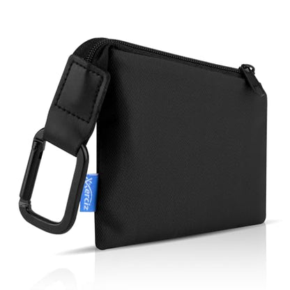 Xxerciz Retainer Case, Nylon Portable Aligner Case with Zipper and Carabiner, Premium Orthodontic Retainer Case Black Soft Protective Bag (Black) - color: Black