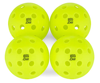Big Dill Pickleball Paddle Set of 4 Wooden Rackets and Pickle Balls – Beginner Pickleball Kit with Balls & Carry Bag for Family, Group Play & Outdoor Games