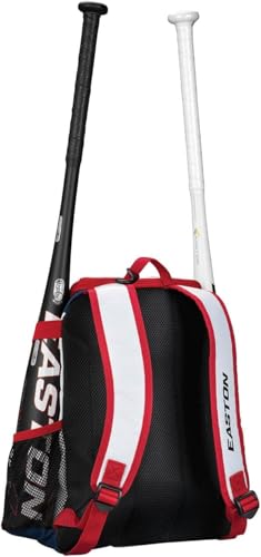 Easton | GAME READY Youth Backpack Equipment Bag | T-Ball / Rec / Travel | Baseball & Softball | Multiple Colors - color: Red White & Blue