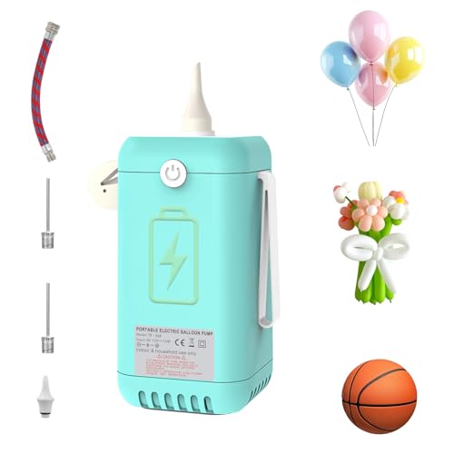 Balloon Pump Electric Air Pumps, 2-in-1 Electric Air Balloon Pump，Balloon Inflator for 260q,Foil, Latex Balloons and Sport Balls - style: Sky Blue with Battery