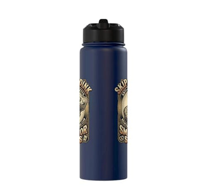 Pickleball Humor s Smash for Snacks s Court Rules Stainless Steel Insulated Water Bottle - color: Navy Blue