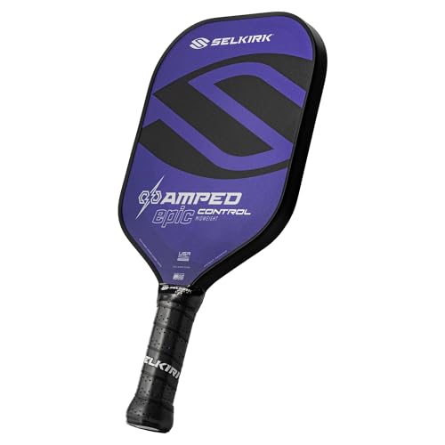 Selkirk Sport Amped Control Pickleball Paddle | Precision & Control Fiberglass Pickleball Paddles | 16mm X5 Core | Made in USA - color: Purple | Midweight, size: Epic (All-Around)