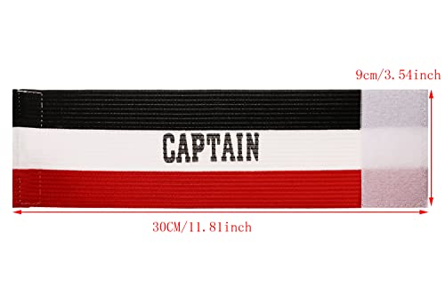 ONLYKXY Captain Armbands 9x30CM/3.54x11.81inch Adjustable Leader Armband for Soccer Basketball Volleyball School Team Competition Coach Players Wrist Arm Bands - color: Black+White+Red