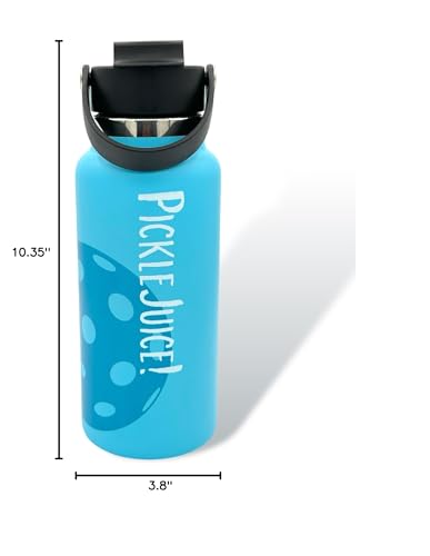 Maui Pickleball Co.™ Pickleball Water Bottle 32oz Best Pickleball Accessories Insulated Stainless Steel Water Bottle Funny PickleBall Gift Unique Sip/Straw Lid and Carry Handle - color: North Shore Blue
