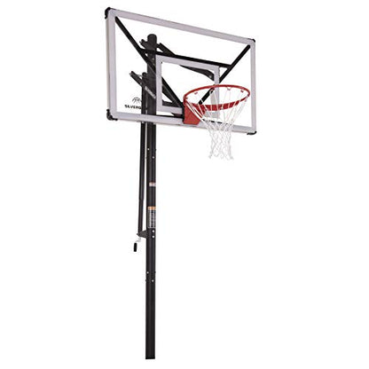 Silverback Height Adjustable In-Ground Basketball Hoop with Tempered Glass Backboard, Pro-Style Breakaway Rim, Pole and Backboard Pad