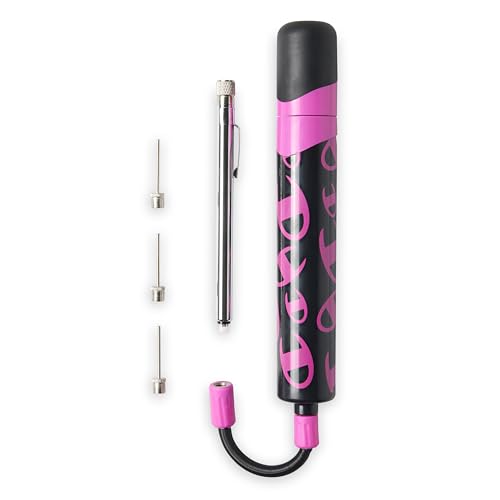Champion Replacement Ball Pump with Metal Inflation Replacement Needles for Sports Balls with Compact Case, Compatible with Most Pumps for Basketball, Soccer, Football, Volleyball & Yoga Balls - color: Optic Pink/Black, style: Dual Action