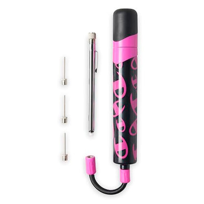 Champion Replacement Ball Pump with Metal Inflation Replacement Needles for Sports Balls with Compact Case, Compatible with Most Pumps for Basketball, Soccer, Football, Volleyball & Yoga Balls - color: Optic Pink/Black, style: Dual Action