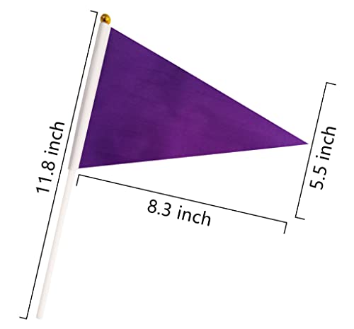 50 Pack Purple Pennant Small Mini Flags On Sticks,Hand Held Solid Purple Pennant DIY Graffiti Flag,Party Events Celebration,School,Grand Opening,Kids Birthday,Sports Clubs,Flower Pot - color: Purple