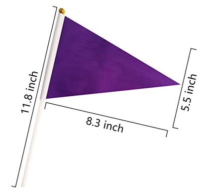 50 Pack Purple Pennant Small Mini Flags On Sticks,Hand Held Solid Purple Pennant DIY Graffiti Flag,Party Events Celebration,School,Grand Opening,Kids Birthday,Sports Clubs,Flower Pot - color: Purple