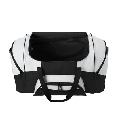 Personalized Large Duffel Bag, Football, Soccer, Basketball, Baseball Duffle Bag, Athlete Gift, Sport Bag, Embroidered Name, Black/Grey - color: Black/Grey