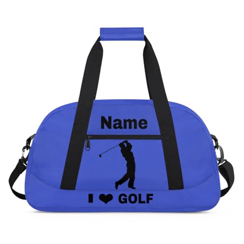 Custom Sport Duffel Bag Golf Personalized Name Sports Bag Overnight Weekender Bag Waterproof Travel Sport Gym Bags, Blue - color: Blue, style: Golf