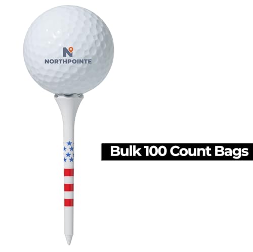 NorthPointe 2 3/4” USA Stars and Stripes America Flag Golf Tees Plastic - 100 Tees in Bulk – Patriotic - color: Stars & Stripes