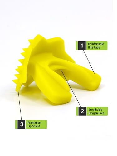 Loudmouth Football Mouth Guard - 3D SpikeSurge Football Mouthpiece with Strap, Fits Adult & Youth, Mouth Guard Football Accessories (Duck Fluorescent Yellow) - color: Duck Fluorescent Yellow