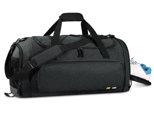 MIER Large Gym Bag for Men Sports Duffle Bag with Shoe Compartment 60L Lightweight Duffel Bags for Workout Fitness Travel - color: Dark Gray