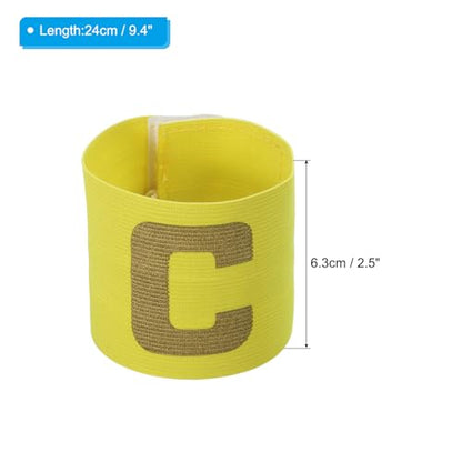 PATIKIL 9.4x2.5 Soccer Captain C Armband, 3 Pack Nylon Unisex Elastic Arm Badge Adjustable for Youth Adult Team Training, Yellow