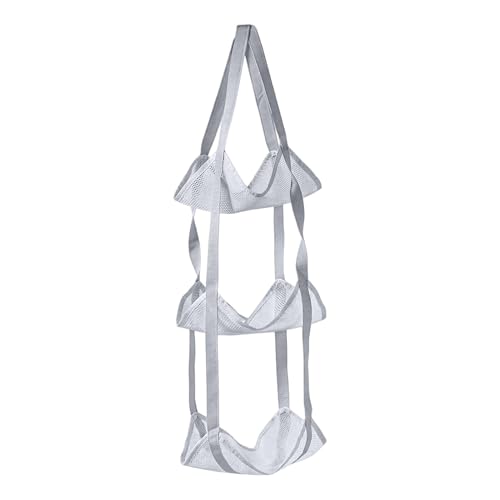Sports Equipment Storage - 3 Tier Over the Door Organizer Bag for Basketball Soccer Volleyball Football | Polyester Sports Equipment Storage for Gym Garage School Indoor Organization - color: Gray