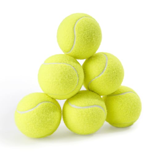 PHOEPET 6-Pack Tennis Balls for Dogs, Bulk Rubber Ball for Fetch Chew Toys Beginner Training Practice(Yellow) - color: Yellow-6 Pack, size: Medium 2.5"- 6 Pack