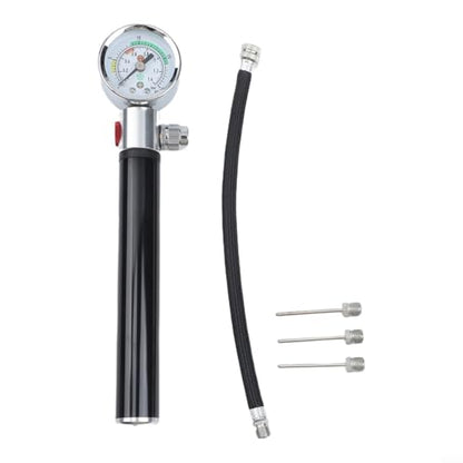 Portable Bike Pump, Aluminum Alloy Tire Inflator with Pressure Gauge, for American and Valves, Basketball Needle Included - size: Basketball model