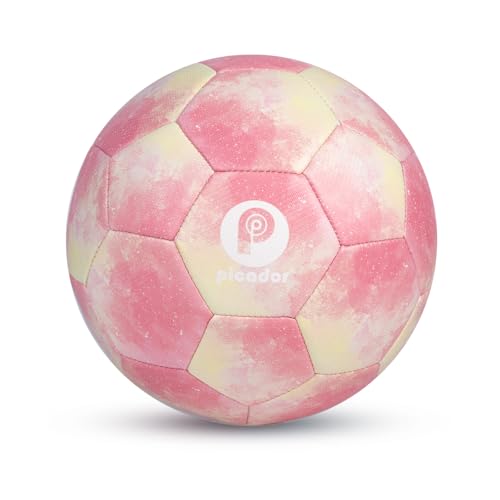 Picador Size 4 Soccer Ball, Kids Soccer Balls for Girls Boys Youth Children Training Backyard School Indoor Outdoor Ball with Pump Gift - color: Red Tie Dye