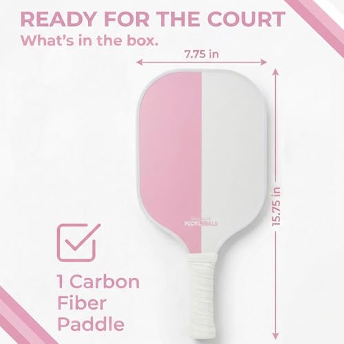 – Carbon Fiber Pickleball Paddles – USAPA Approved, Honeycomb Core, Cushioned Grip, Lightweight Design – Single Paddles & Paddle Sets - color: Pink/White - Single Paddle
