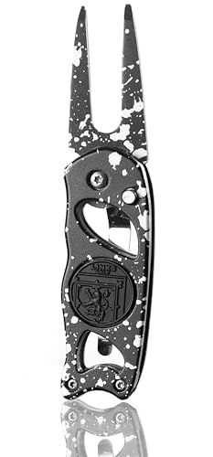 Links Golf Divot Tool with Foldable Pop-up Button & Magnetic Golf Ball Marker - Patented Golf Divot Tool and Ball Marker - Drip Collection - color: Black
