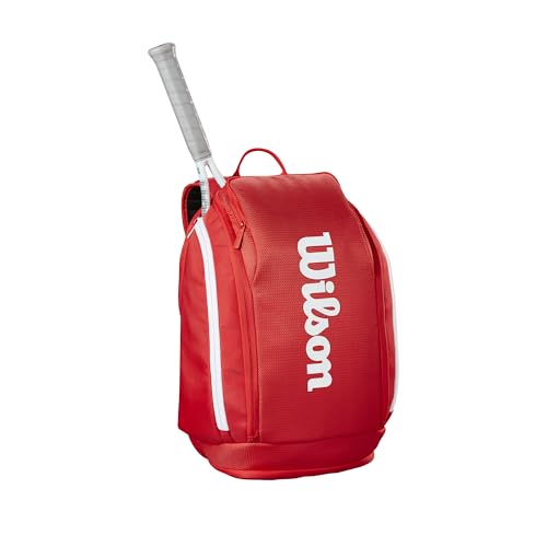 WILSON 2025 Super Tour Red Tennis Racket Bags - size: Backpack - Holds up to 2 Rackets