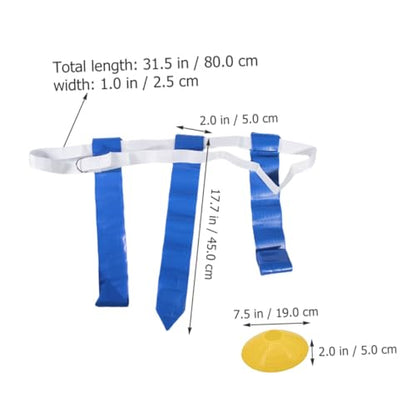 SUPVOX Flag Football Belt Set with 10 White Adjustable Rugby Waist Belts and 30 Flags, Includes 4 Marker Cones and Black Drawstring Bag, Youth Football Training and Outdoor Game Equipment