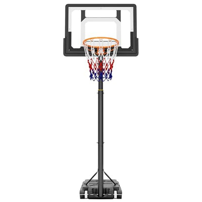 soges Portable Basketball Hoop with Wheels, Outdoor 5.25-6.9 FT Height Adjustable Goal System w/Enlarged Fillable Base, for Teens Youth Adults in Backyard/Driveway/Indoor