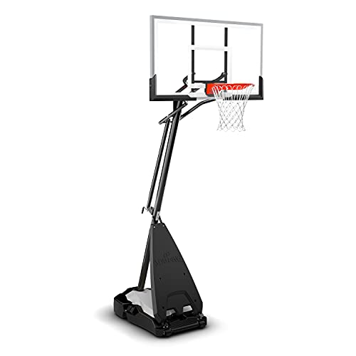 Spalding Ultimate Hybrid Portable Basketball Hoop | Adjustable Height from 7.5' to 10' in Infinite Increments | Arena Slam Breakaway Rim - color: 60" - Acrylic Backboard - Black