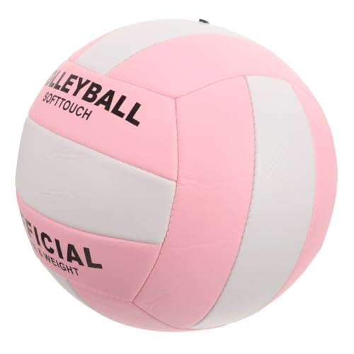 DECHOUS Soft Indoor Volleyball PU Durable Training Ball for Middle School Entrance Exam with Eye Catching Pink White Design and Standard Stitching