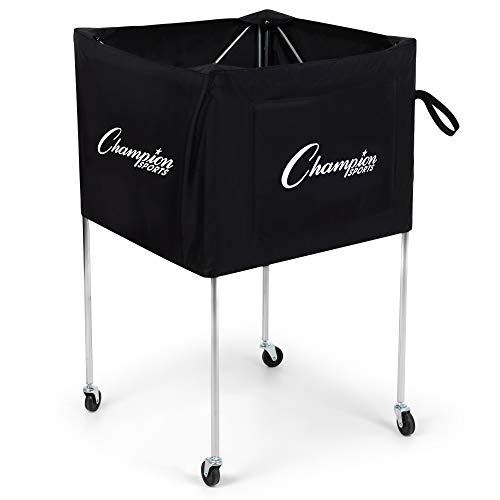 Champion Sports Volleyball Cart & Equipment Storage, Durable Aluminum Frame for High Volume Practices & Training Sessions, 24 to 40 Ball Storage Sizes