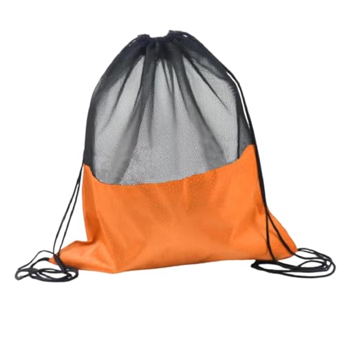 Basketball Drawstring Backpack Mesh Ball Bag Oxford Cloth Shoulder Bag Comfortable Design Suitable for gym sports travel entertainment - color: Orange