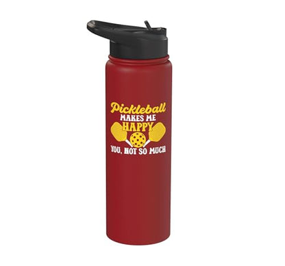 Funny Pickleball Paddle Easily Distracted By Pickleball Stainless Steel Insulated Water Bottle - color: Red