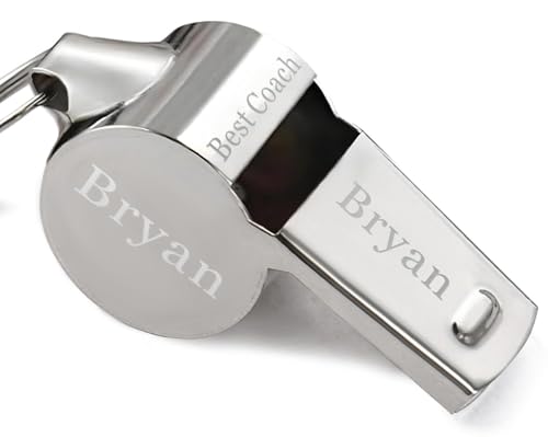EDSG Personalized Whistle for Coaches, Engraved Whistle with Lanyard, Baseball Soccer Football Coach Gifts for Men, Women, Teacher, Appreciation Referee Whistle Sports Lover Coach - color: Silver, size: Design 1