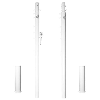 Aoneky Permanent Adjustable Volleyball Post System - Complete Set with 2 Steel Poles & Ground Sleeves, 6 Height Settings for Badminton & Volleyball, Includes Winch for In-Ground Install - color: White, style: Round