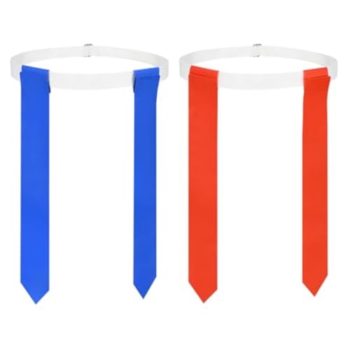 DkOvn Flag Football Set, Flag Football Belts with Flags, Easy Tear Away Belt for Youths, Adult Players of Flag Football - color: 2pcs(1 Blue+1 Red)